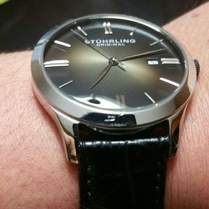 STUHRLING ORIGINAL LEATHER BAND WATCH BLACK